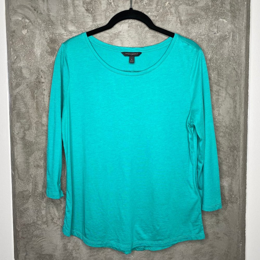 Banana Republic | Teal 3/4 Sleeve Crew Neck Tee